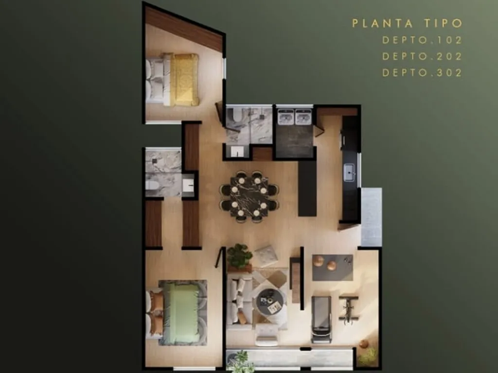 deparatamentos con 2 baños completos