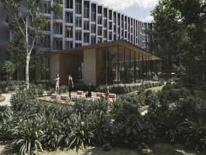 áreas verdes y área de yoga