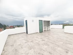 amplio roof garden con vista a los volcanes