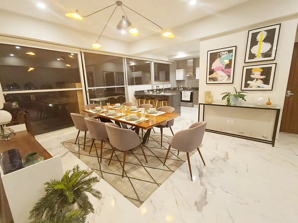 sala comedor con piso cerámico