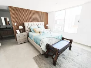 recamara principal de lujo con baño completo